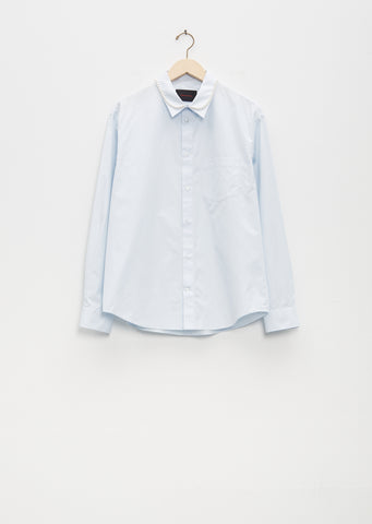 Classic Fit Shirt w/ Pearl Collar — Blue/Pearl