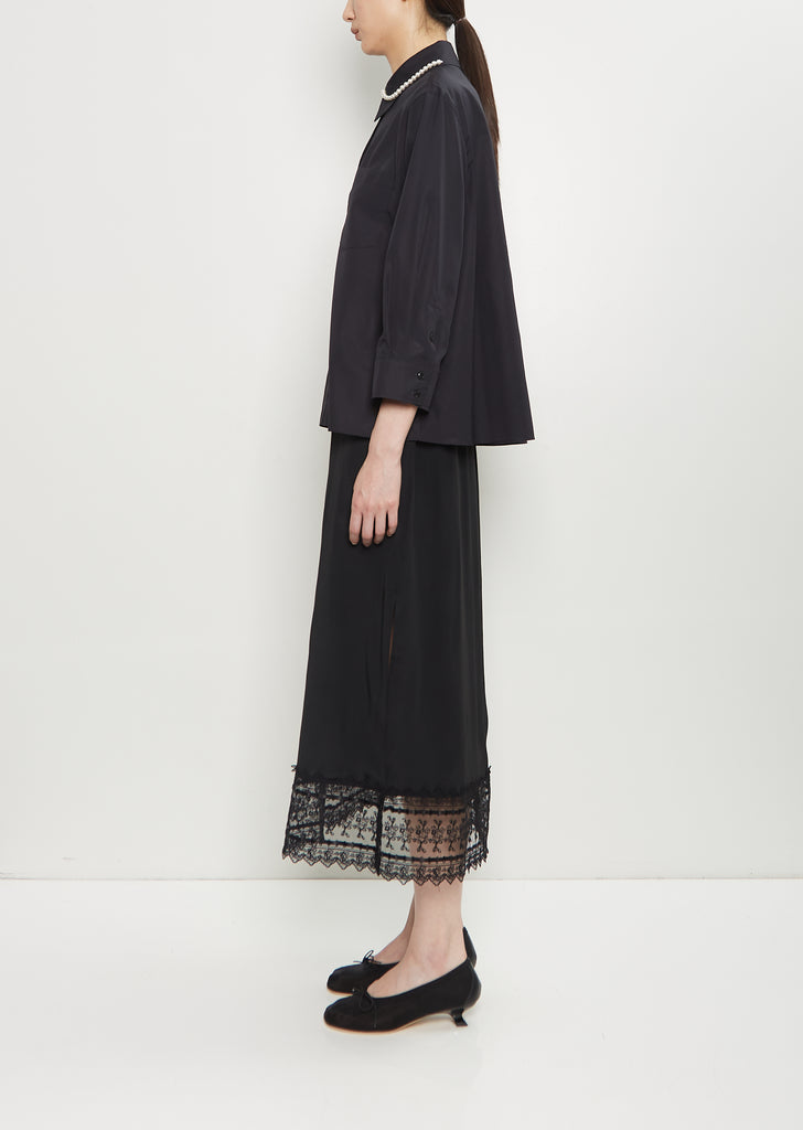Cotton Embellished Cropped Shirt — Black