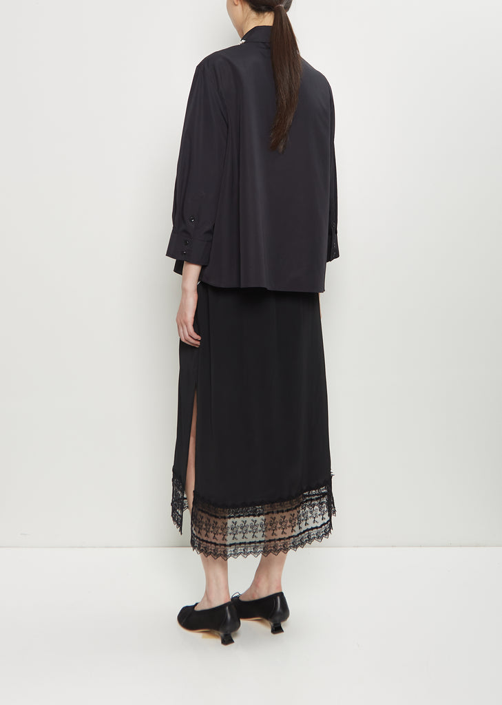 Cotton Embellished Cropped Shirt — Black