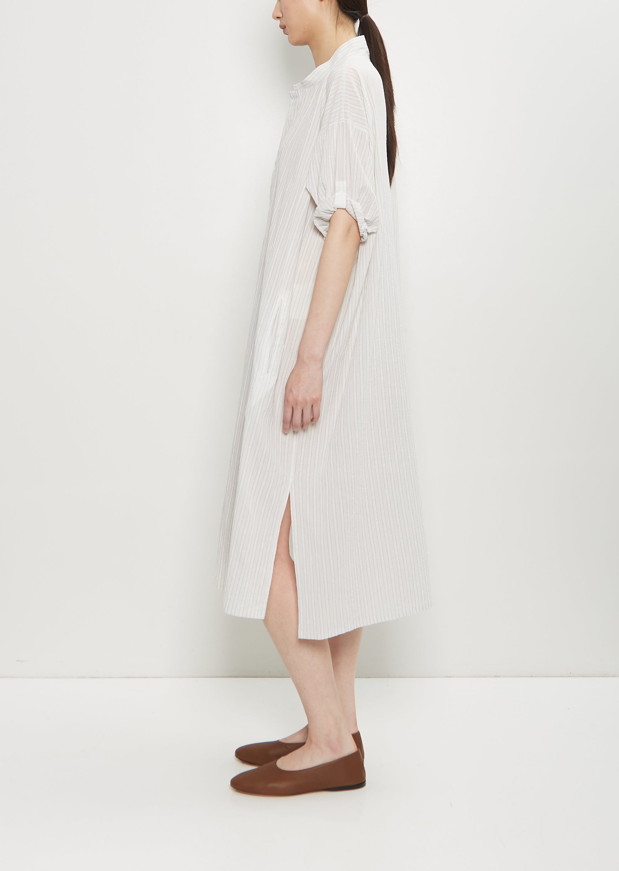 Cotton Rolled-Up Sleeve Dress – La Garçonne