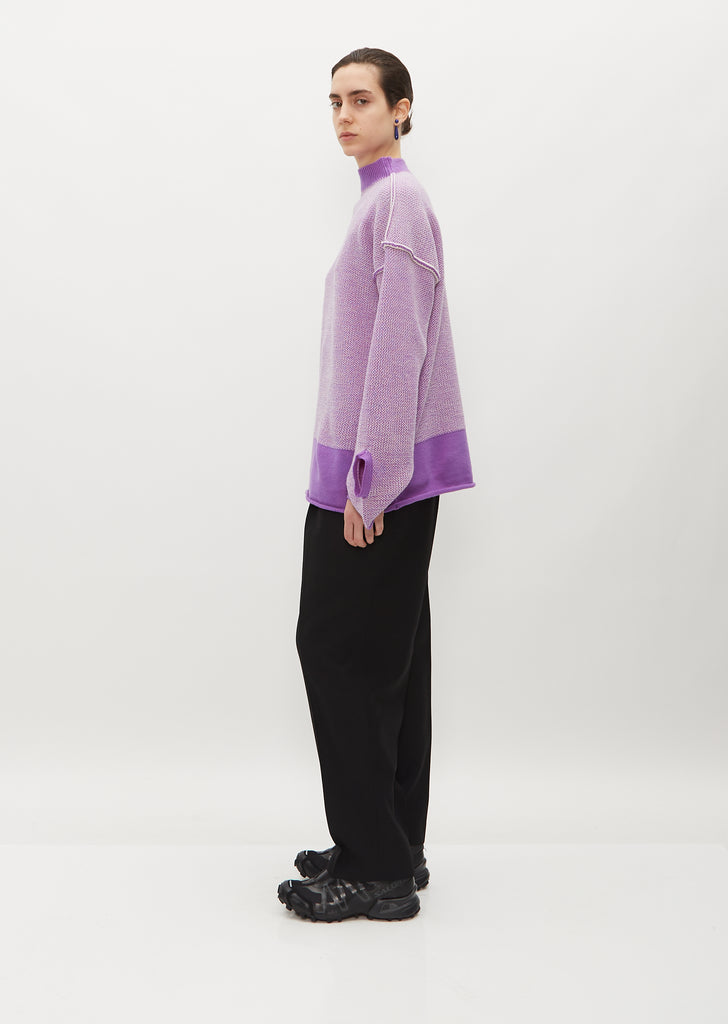 Seed Stitch Knit Top — Purple