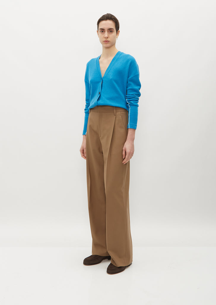 Mid Rise Pleat Front Wool Pant