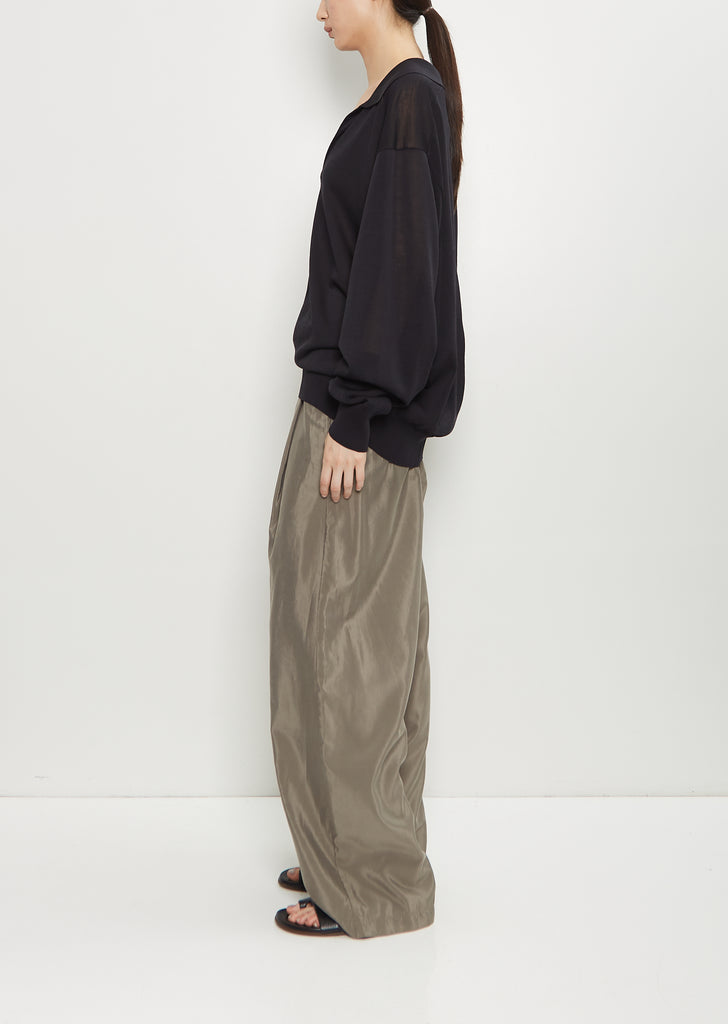 Wool Silk Knit Skipper Long Sleeve