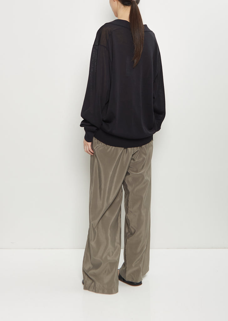 Wool Silk Knit Skipper Long Sleeve