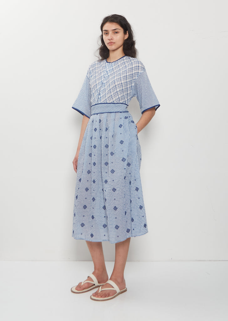 Trim Detail Embroidery Cotton Dress