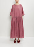 Silk Plaid Gathered Waist Dress