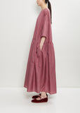 Silk Plaid Gathered Waist Dress
