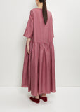 Silk Plaid Gathered Waist Dress