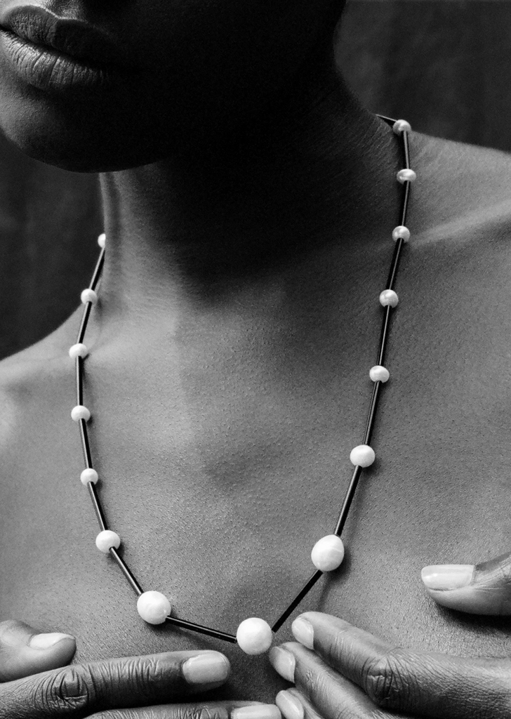 Osiris Pearl Silk Necklace, 24