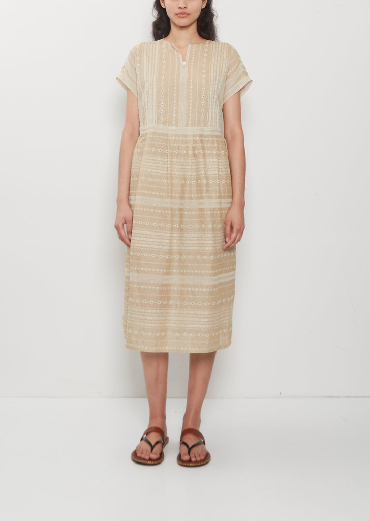 Embroidery Cotton Ramie Dress La Garonne Embroidery Cotton Ramie Dress La Garonne