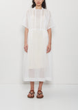 Embroidered Cotton Lawn Dress — White