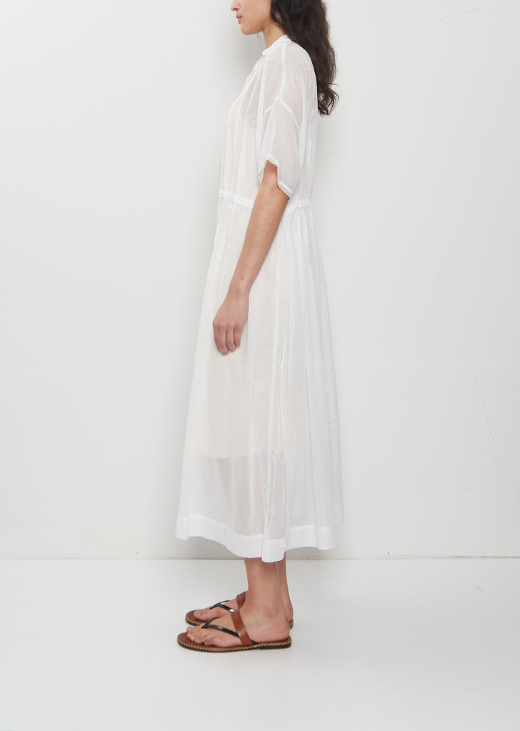 Embroidered Cotton Lawn Dress — White