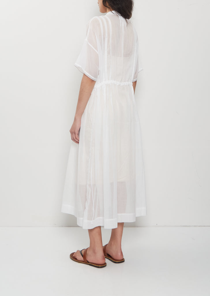 Embroidered Cotton Lawn Dress — White
