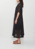Embroidered Cotton Lawn Dress — Black