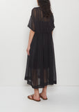 Embroidered Cotton Lawn Dress — Black