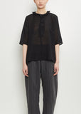 Linen Wool Ruffle Collar Top
