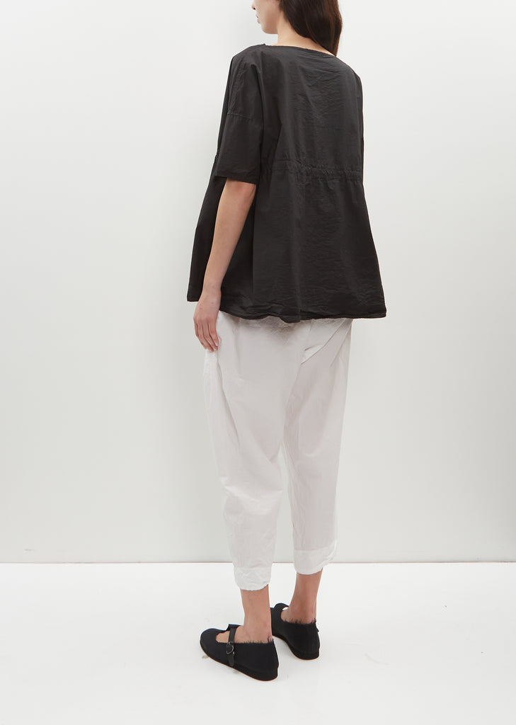 Drawstringn Tissue Cotton T-Shirt — Black