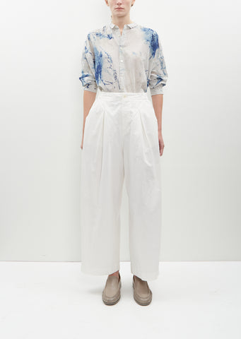 Pleated Wide Cotton Pants