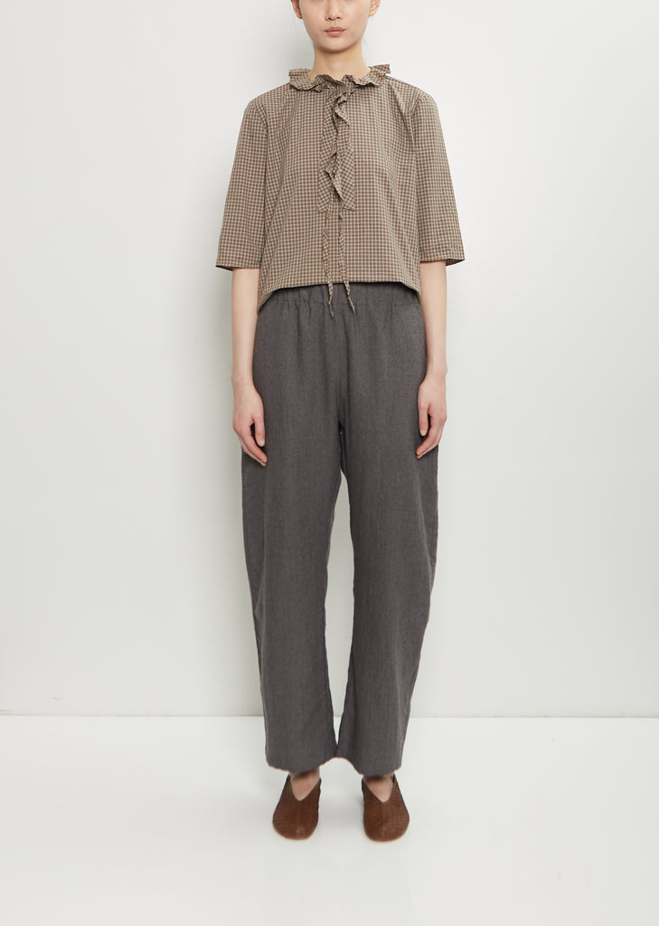 Linen Wool Wide Pull On Pant — Stone