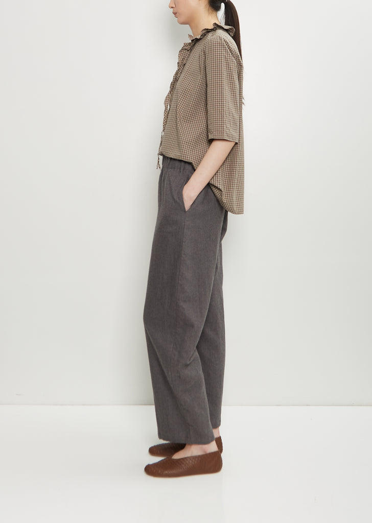 Linen Wool Wide Pull On Pant — Stone