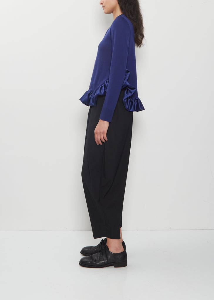 Satin Ruffle Wool Cardigan