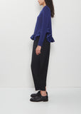 Satin Ruffle Wool Cardigan