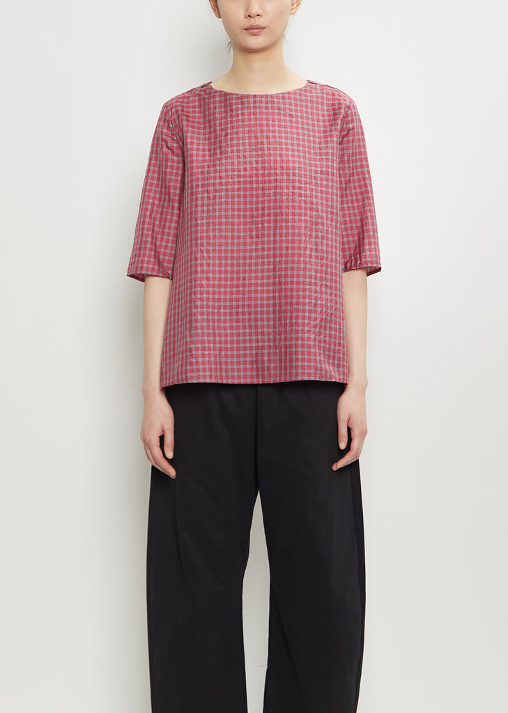 Silk Plaid Boxy Top