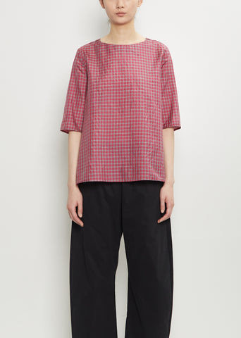 Silk Plaid Boxy Top