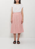 Cotton Gathered Skirt — Pomegranate Stripes