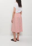 Cotton Gathered Skirt — Pomegranate Stripes