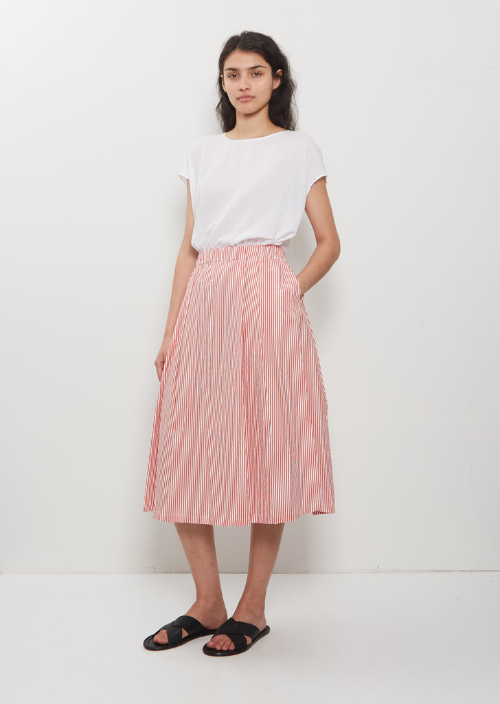Cotton Gathered Skirt — Pomegranate Stripes