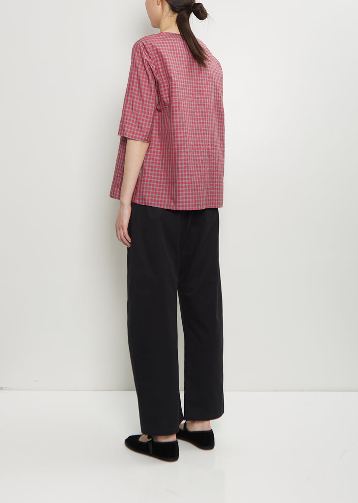 Silk Plaid Boxy Top