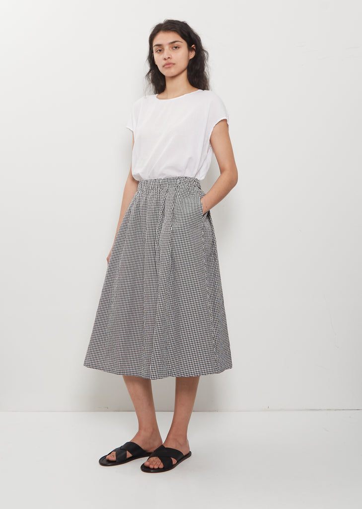 Cotton Gathered Skirt — Vichy Check