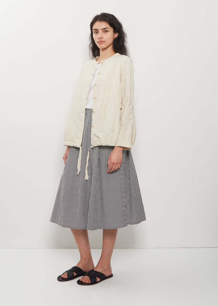 Technical Poplin Collarless Jacket — Cappucino