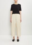 Cotton Pleated Wide Pull On Pant