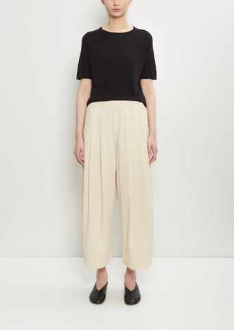 Cotton Pleated Wide Pull On Pant