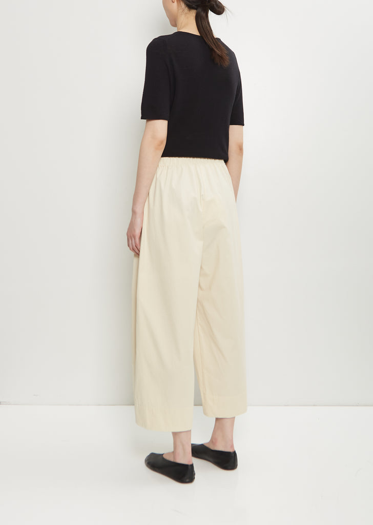 Cotton Pleated Wide Pull On Pant