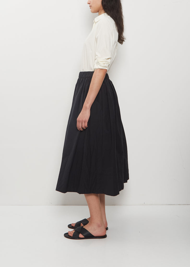Technical Poplin Gathered Skirt — Black