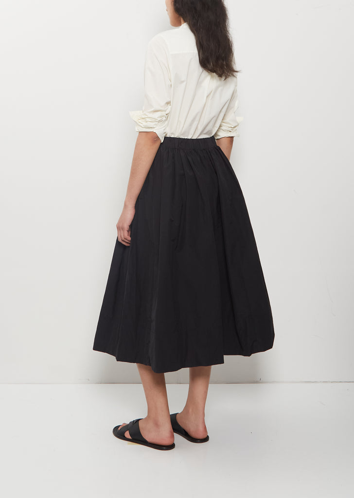 Technical Poplin Gathered Skirt — Black
