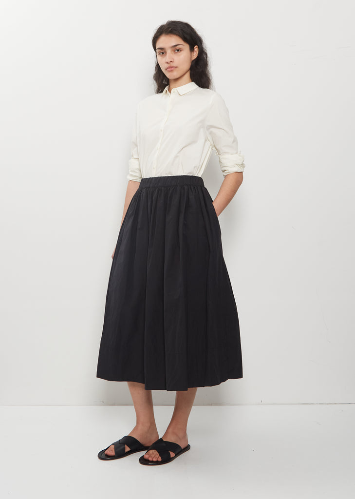 Technical Poplin Gathered Skirt — Black