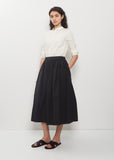 Technical Poplin Gathered Skirt — Black