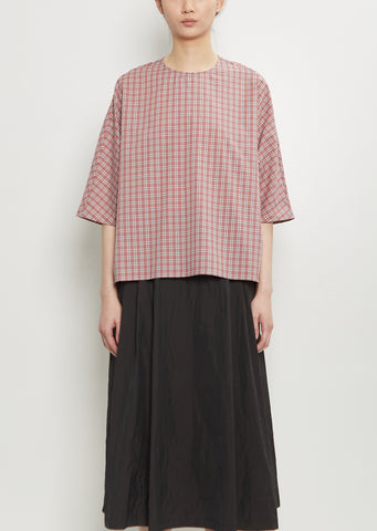Cotton Plaid Boxy Top