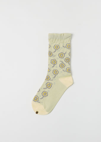 Candy Flower Stretch Cotton Socks — Yellow