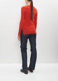 Super Fine Wool High Gauge Rib Knit Pullover — Red