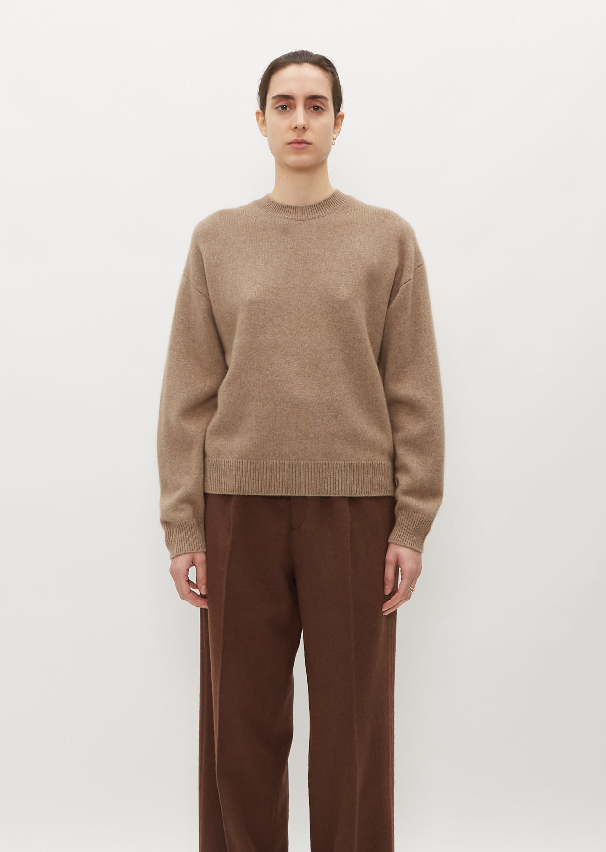 Baby Cashmere Crewneck Sweater — Natural Brown – La Garçonne