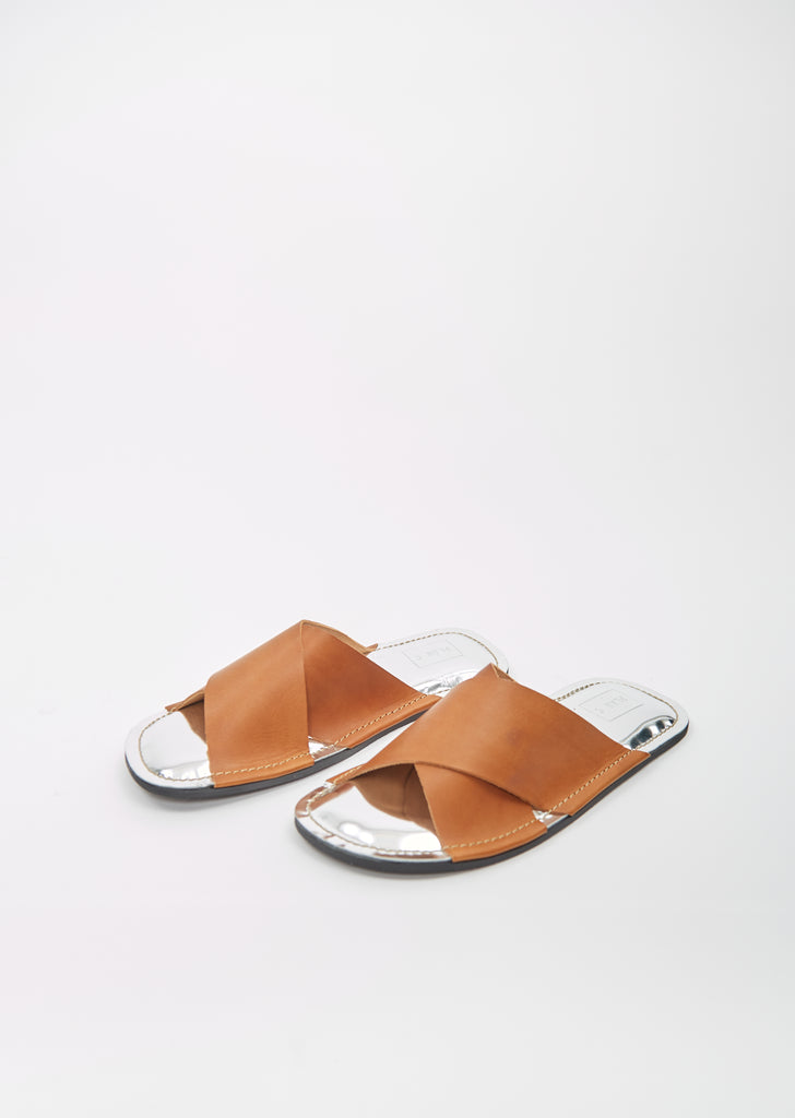 Flat Leather Strap Sandal