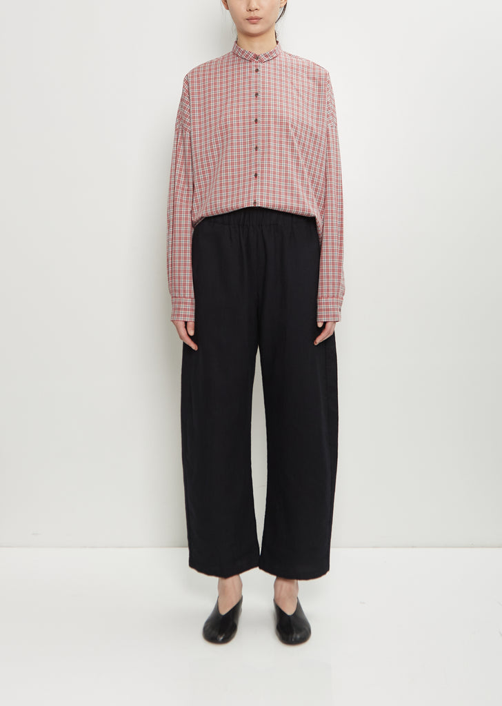 Linen Wool Wide Pull On Pant — Black