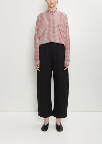 Linen Wool Wide Pull On Pant — Black