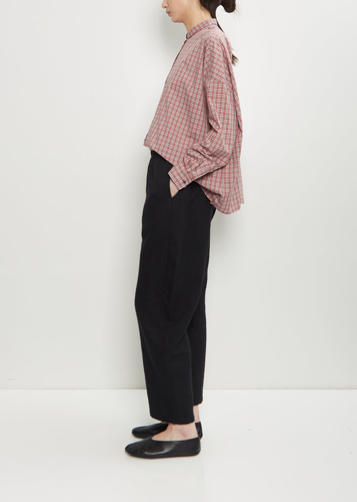 Linen Wool Wide Pull On Pant — Black