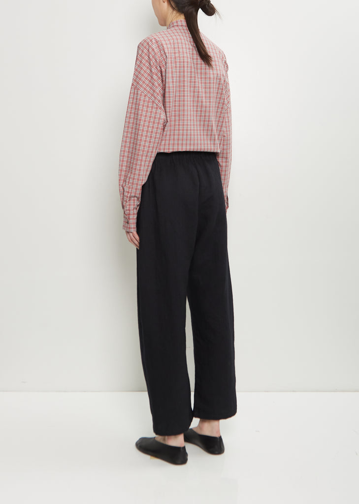 Linen Wool Wide Pull On Pant — Black
